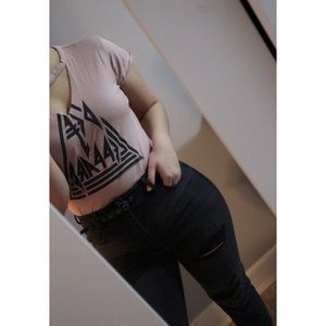 Black distressed ankle jeans